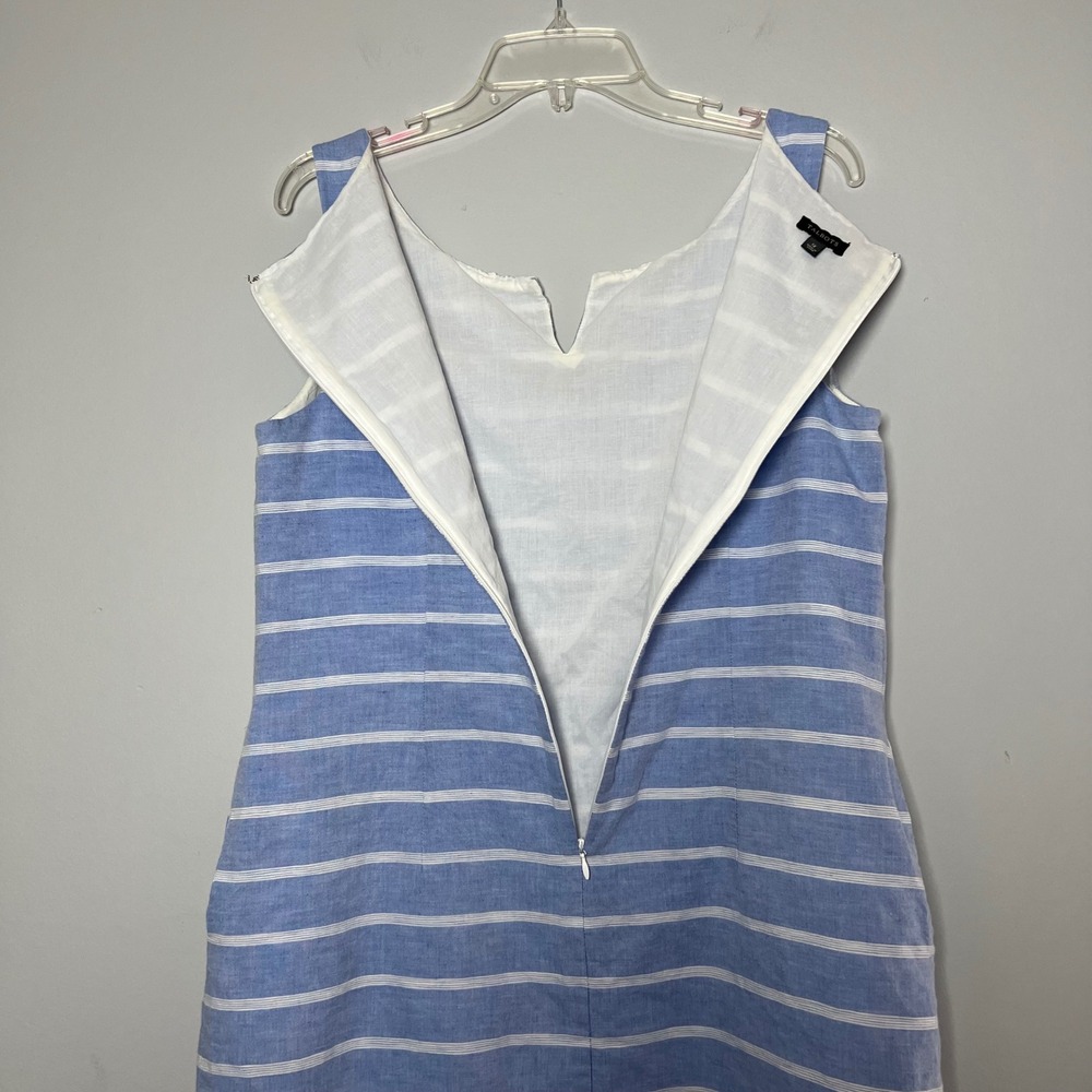 Talbots Womens Blue White Striped Linen Cotton Shift Dress Crochet Lace Trim 12 - Picture 5 of 7